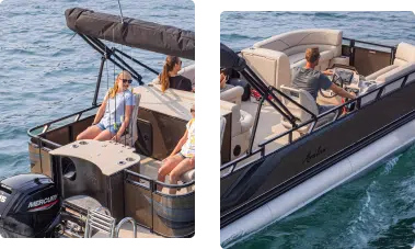 An Avalon Pontoons Boat sailing with Four passengers seated comfortably