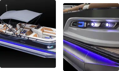 Two pictures of Avalon Pontoons Boat's design